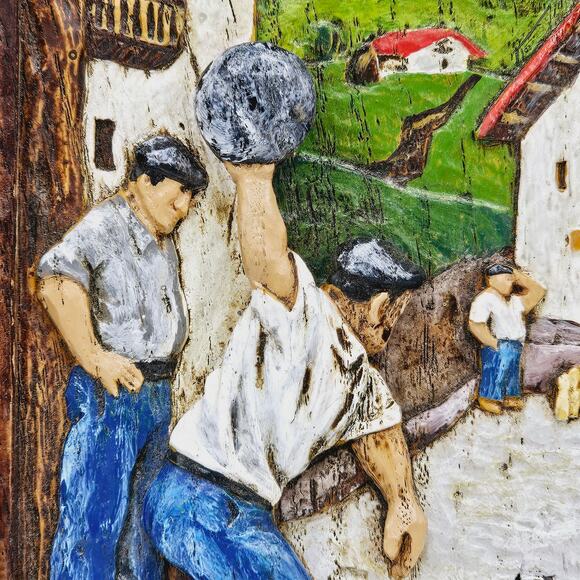 Vintage Art Artisan Wooden Carving Bowling Aprox 9.5 Light x 7.25 - Picture 4 of 6